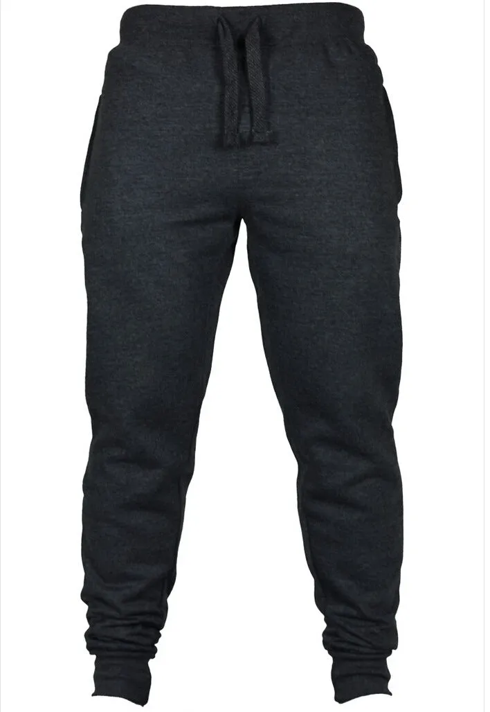 Ribbed Hem Elasticized Drawstring Waistband Men Sweatpants 2826