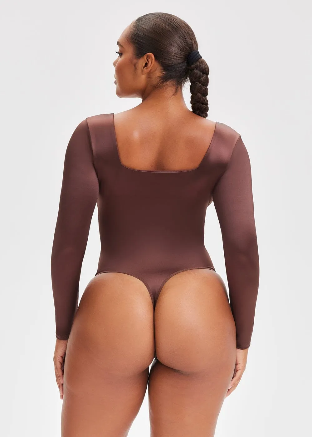 SatinSculpt Long Sleeve Bodysuit Thong