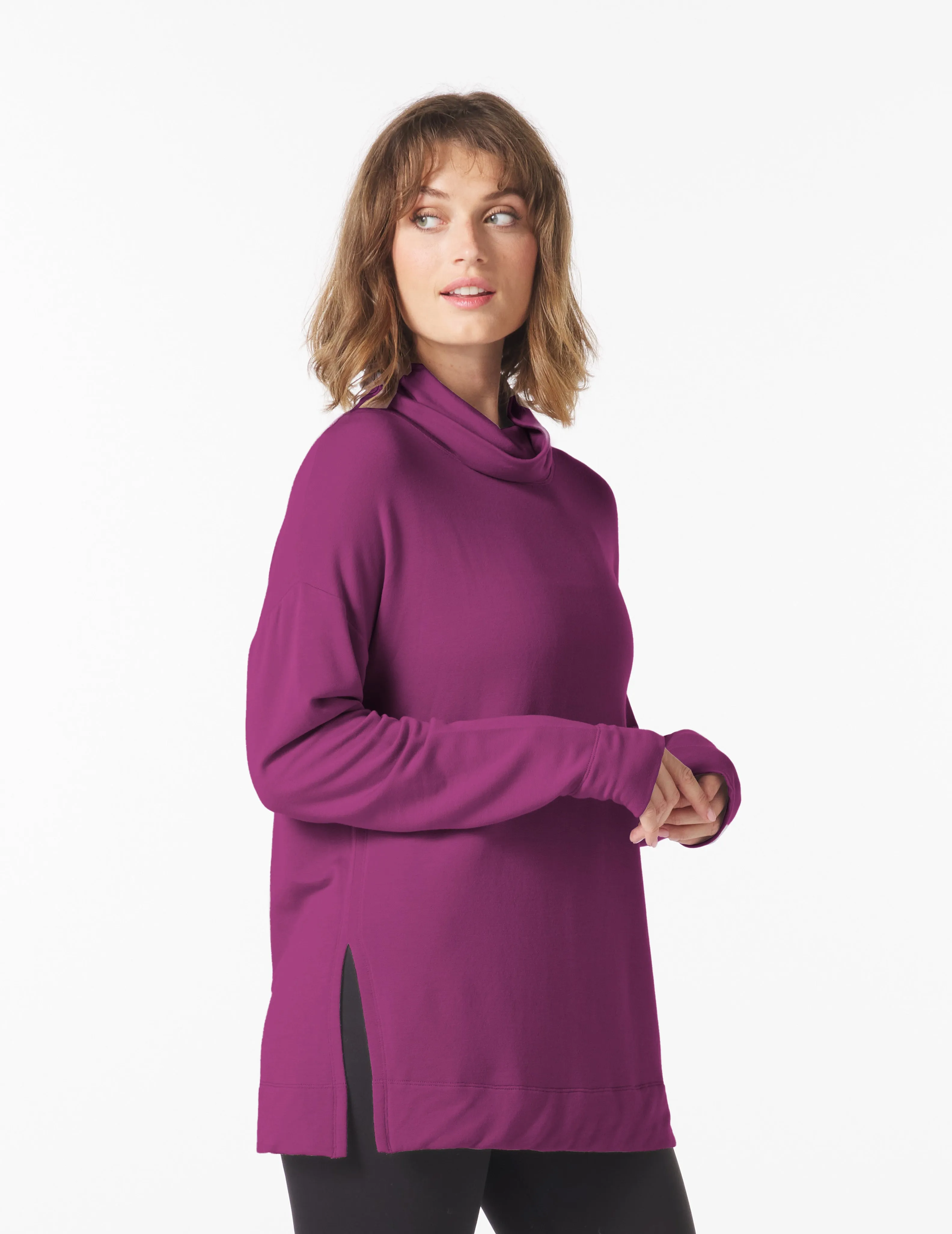 Scarf Neck Tunic: Mulberry