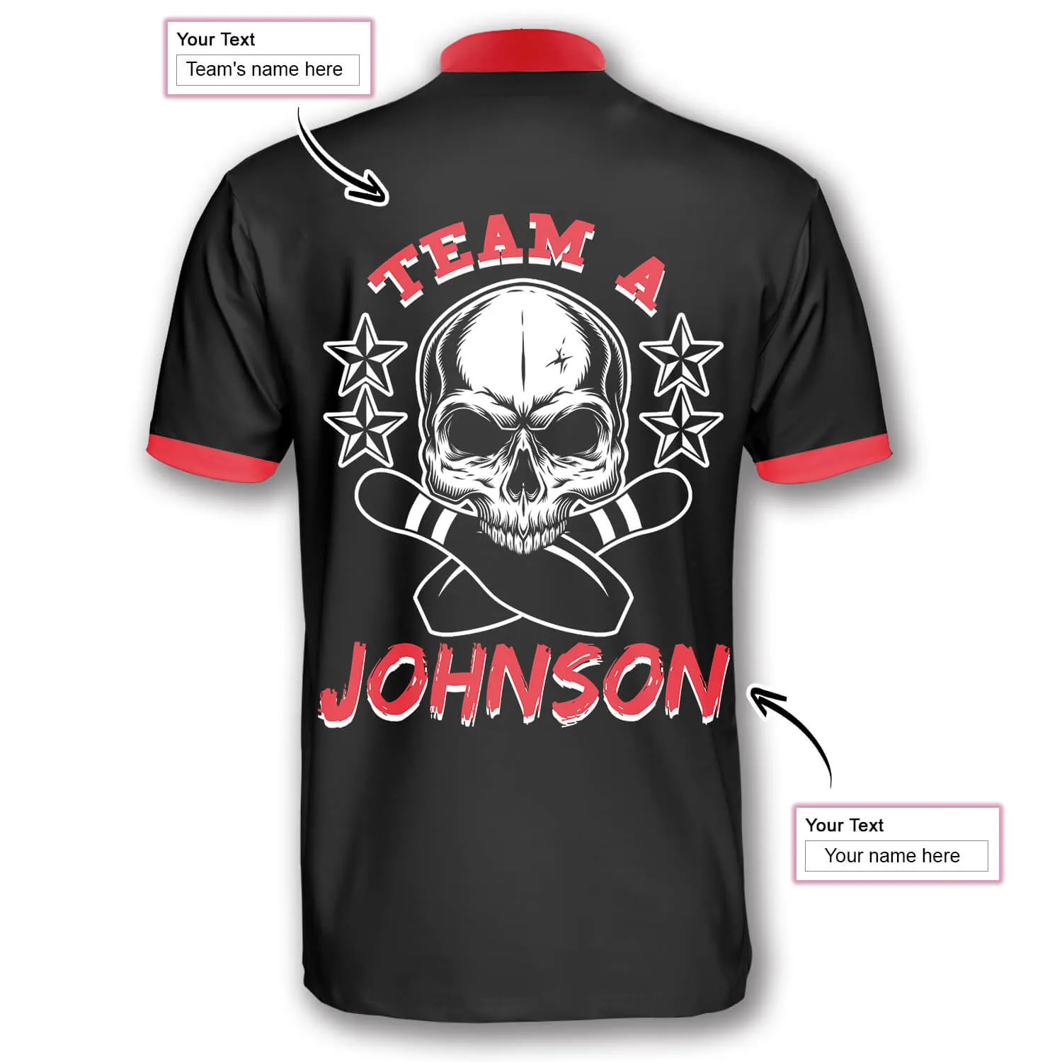 Skull Red Argyle Pattern Custom Bowling Jerseys for Men, Perfect Gift for Bowler, Skull Bowling Shirt