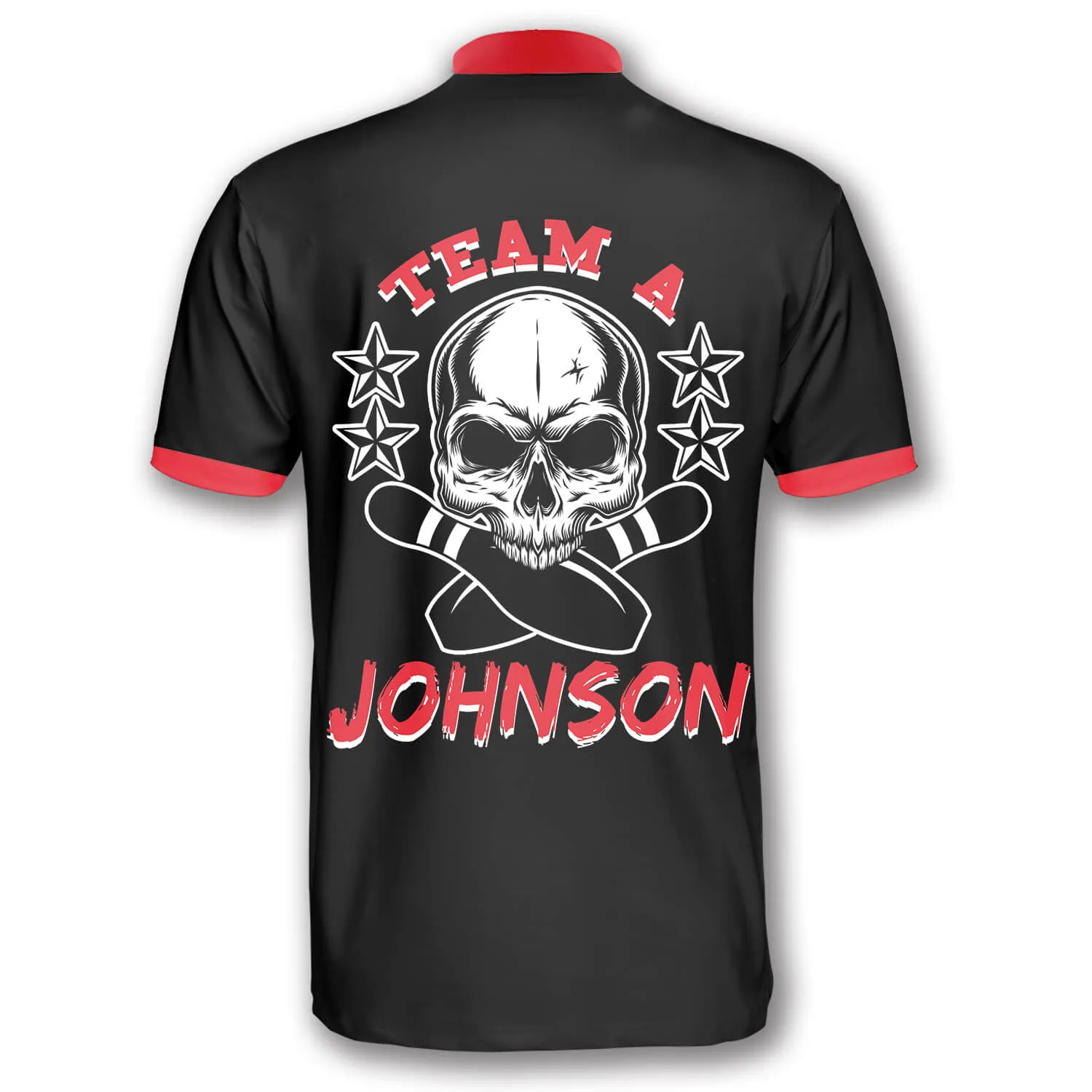 Skull Red Argyle Pattern Custom Bowling Jerseys for Men, Perfect Gift for Bowler, Skull Bowling Shirt