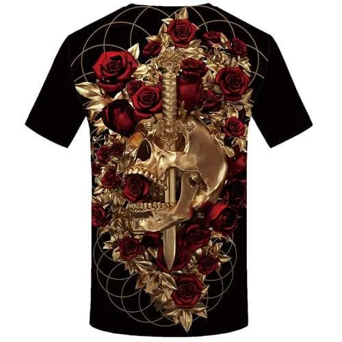 Skull T-shirt Men Metal Tshirts Cool Rose T-shirts Graphic War Tshirt Printed Harajuku T-shirts 3d Short Sleeve summer Men/women