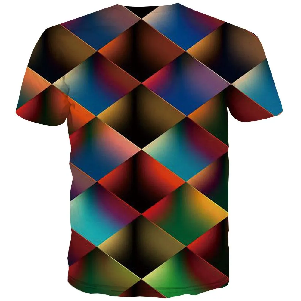 Square T-shirt Men Graphic T-shirts Graphic Casual T-shirts 3d Rainbow Tshirts Cool Geometric Tshirt Anime Short Sleeve