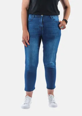 Straight Leg Cropped Stretch Jeans