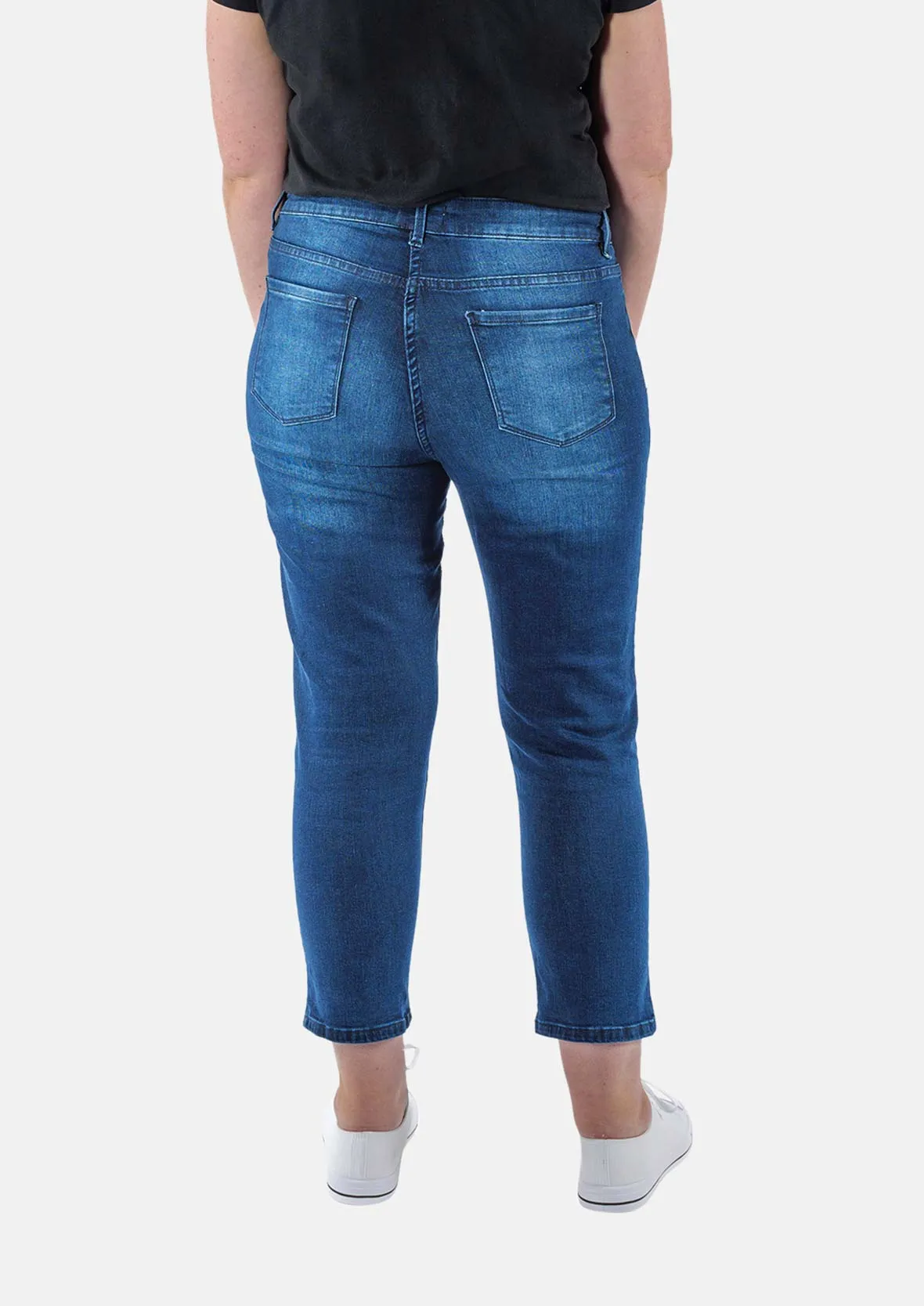 Straight Leg Cropped Stretch Jeans