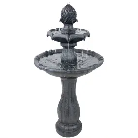 Sunnydaze 2-Tier Pineapple Solar Fountain with Battery Backup - 46" H