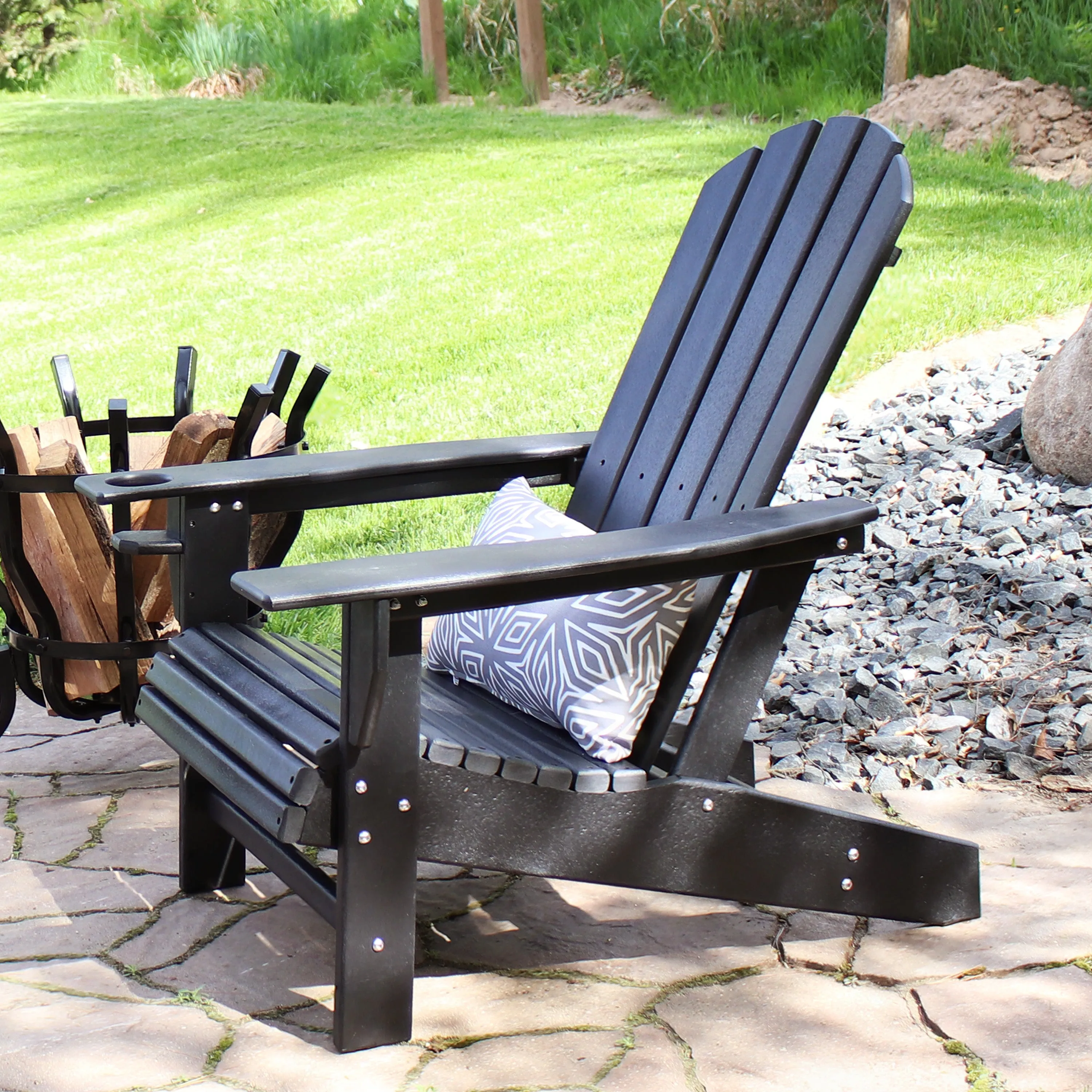 Sunnydaze All-Weather Lake-Style Adirondack Chair with Cup Holder