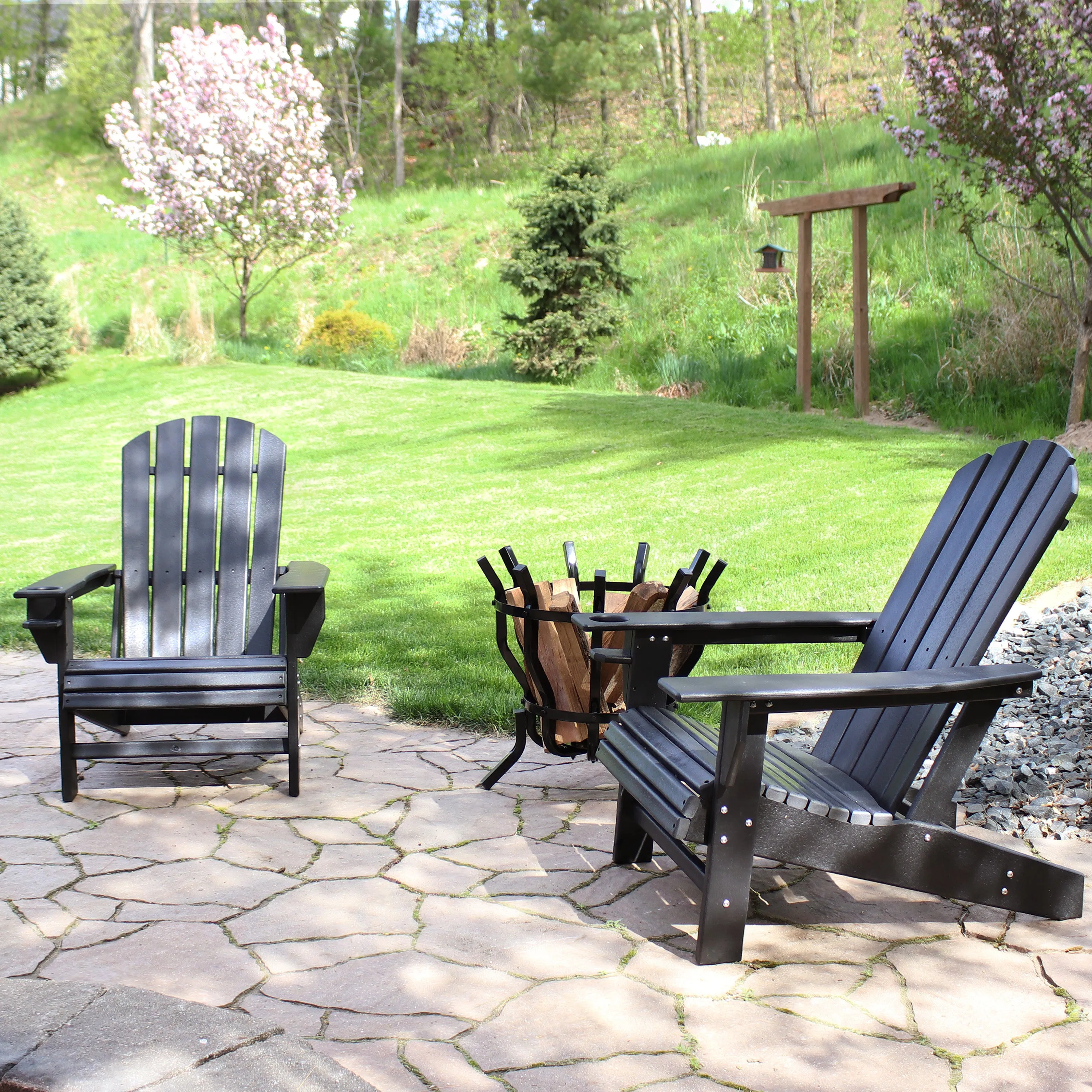 Sunnydaze All-Weather Lake-Style Adirondack Chair with Cup Holder