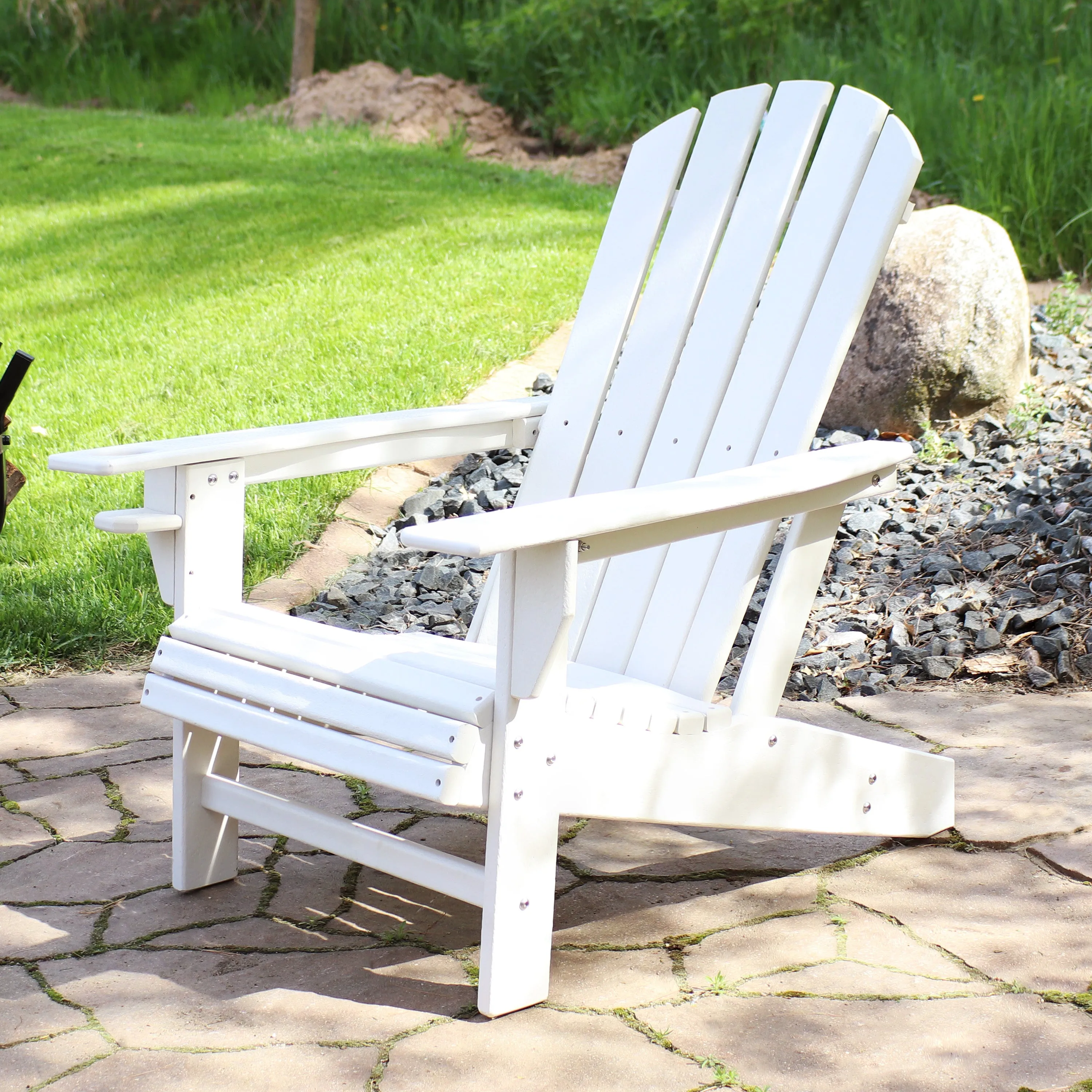 Sunnydaze All-Weather Lake-Style Adirondack Chair with Cup Holder