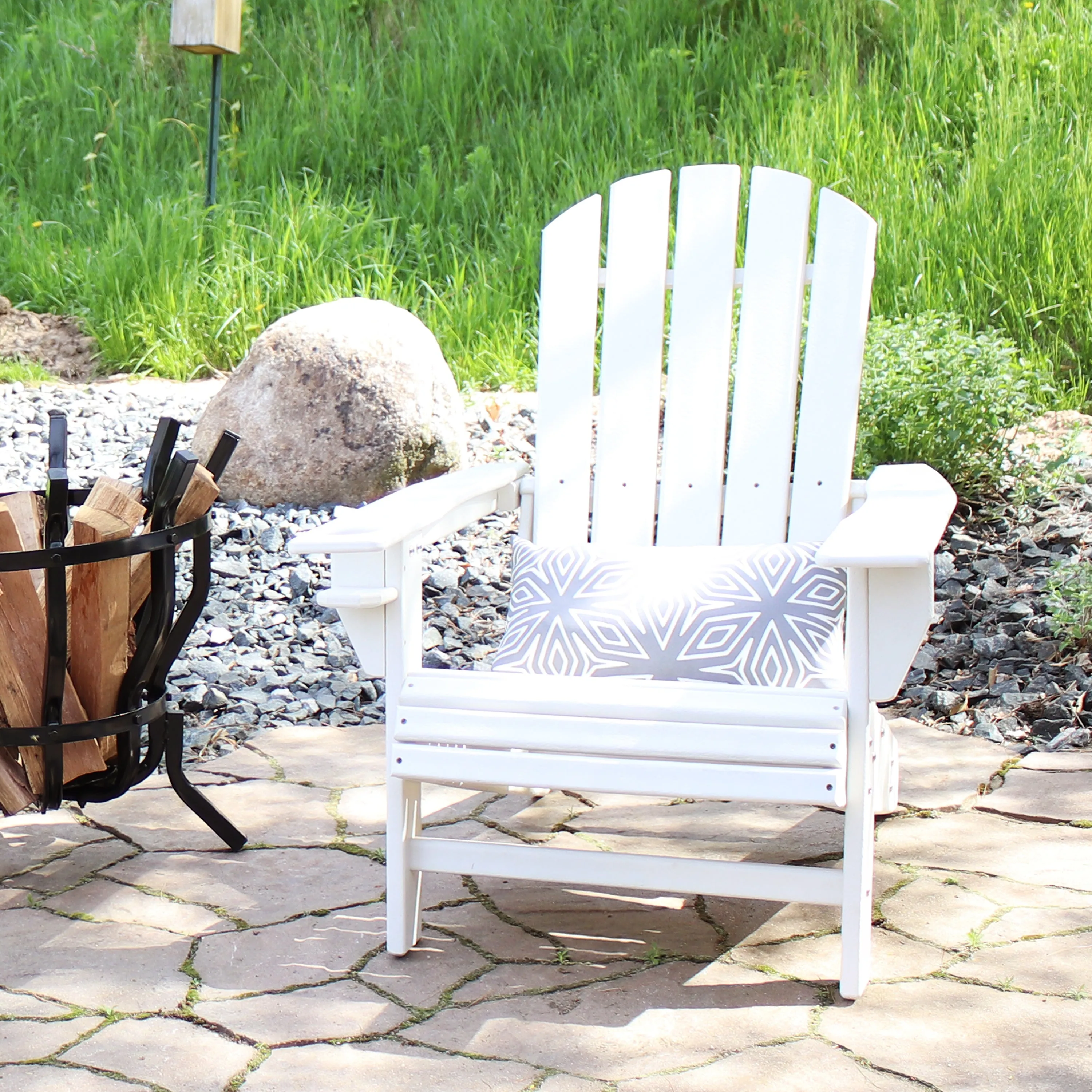 Sunnydaze All-Weather Lake-Style Adirondack Chair with Cup Holder