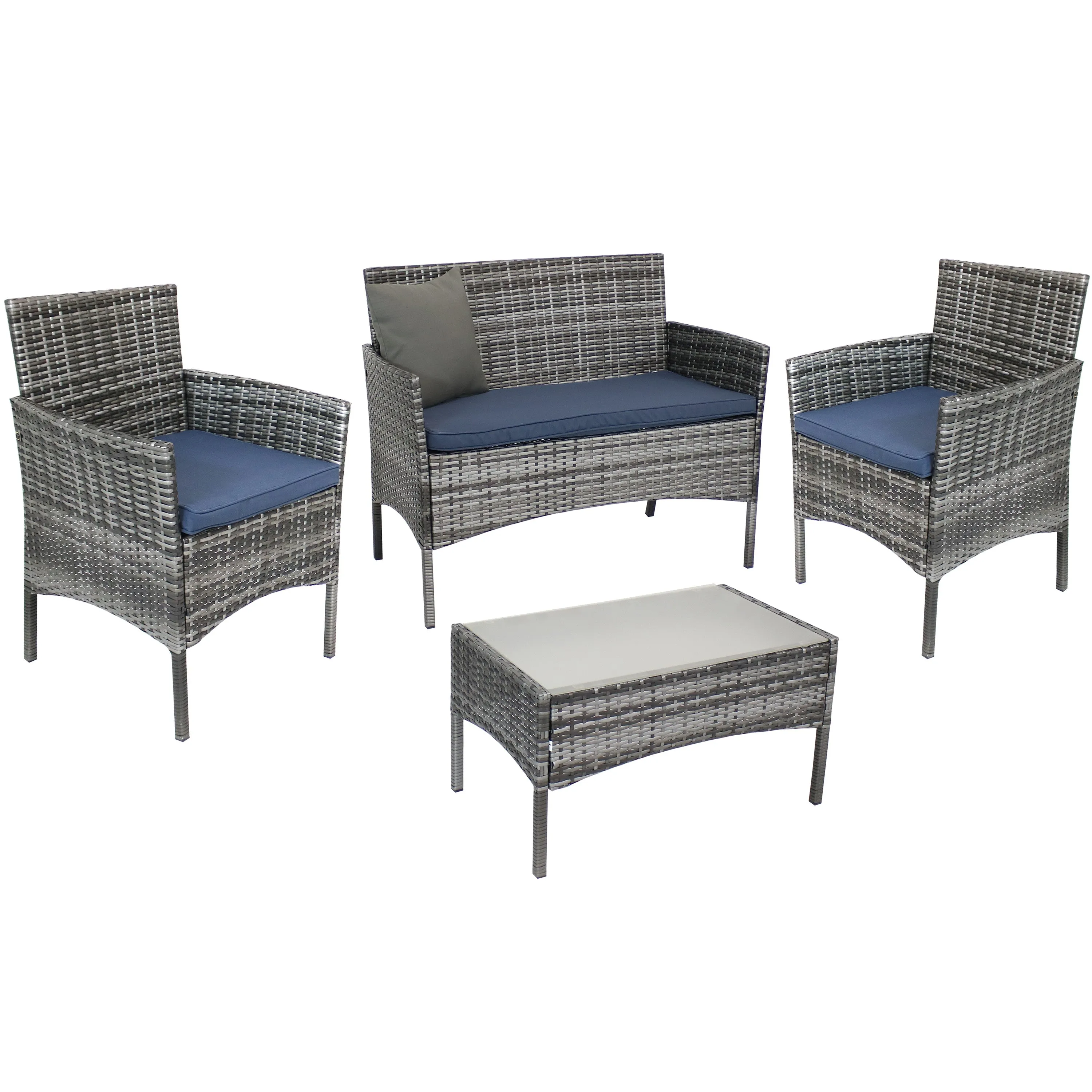 Sunnydaze Dunmore 4-Piece Patio Conversation Set with Cushions