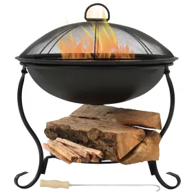 Sunnydaze Elegant Steel Fire Pit with Spark Screen - 18"