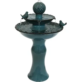 Sunnydaze Resting Birds Ceramic 2-Tiered Outdoor Water Fountain - 27"