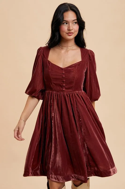 SWEETHEART VELVET MINI DRESS