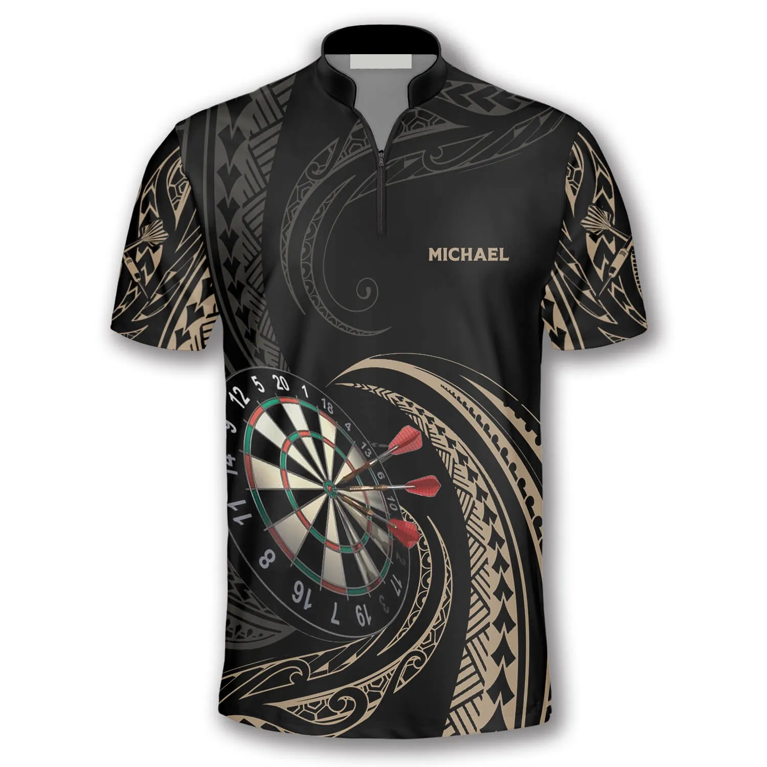 Tangle Tribal Pattern Custom Darts Jerseys For Men, Personalized Name Team Dart Shirt