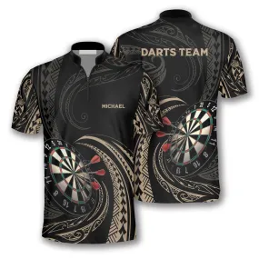 Tangle Tribal Pattern Custom Darts Jerseys For Men, Personalized Name Team Dart Shirt