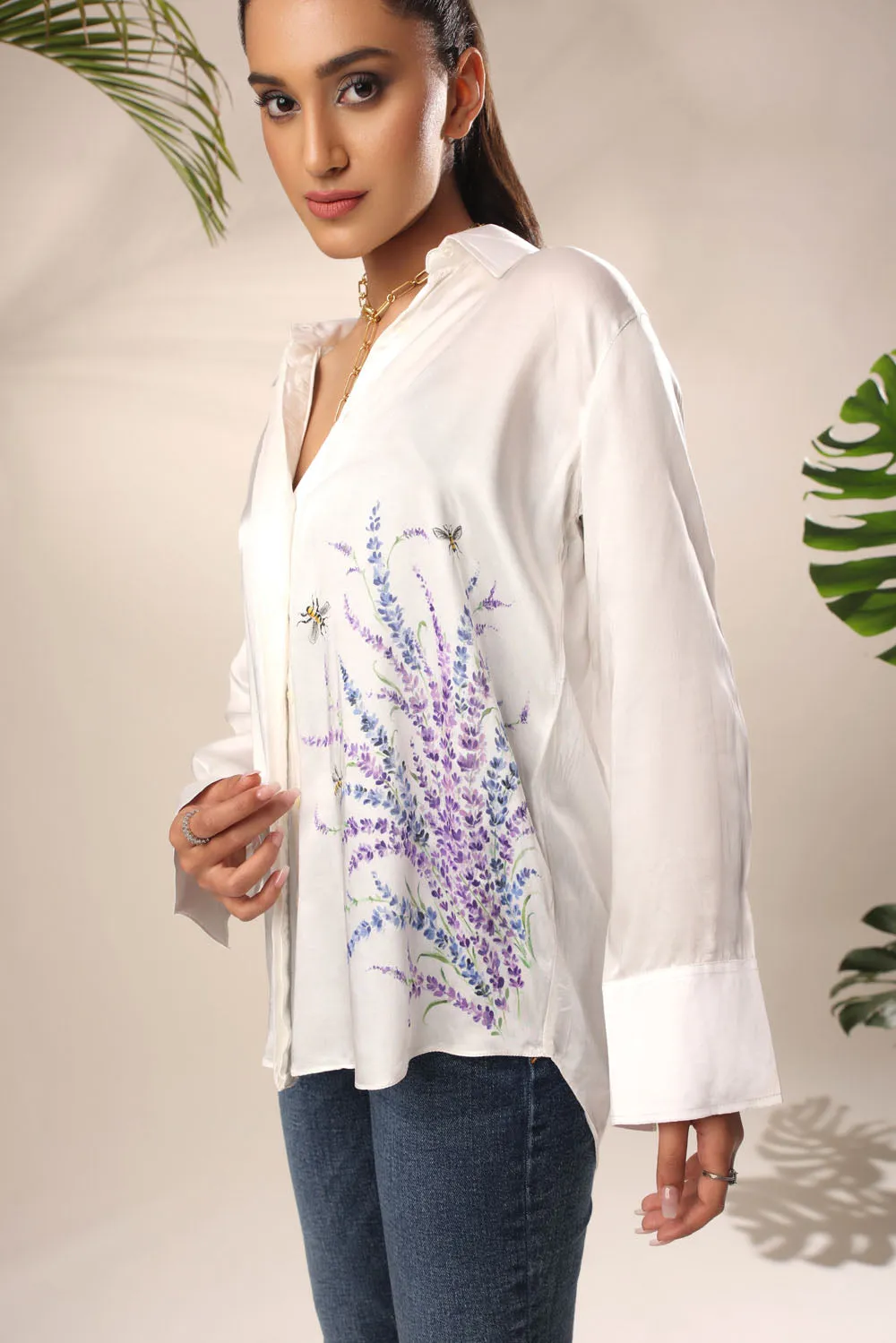 Tender Lavender Painted Shirt