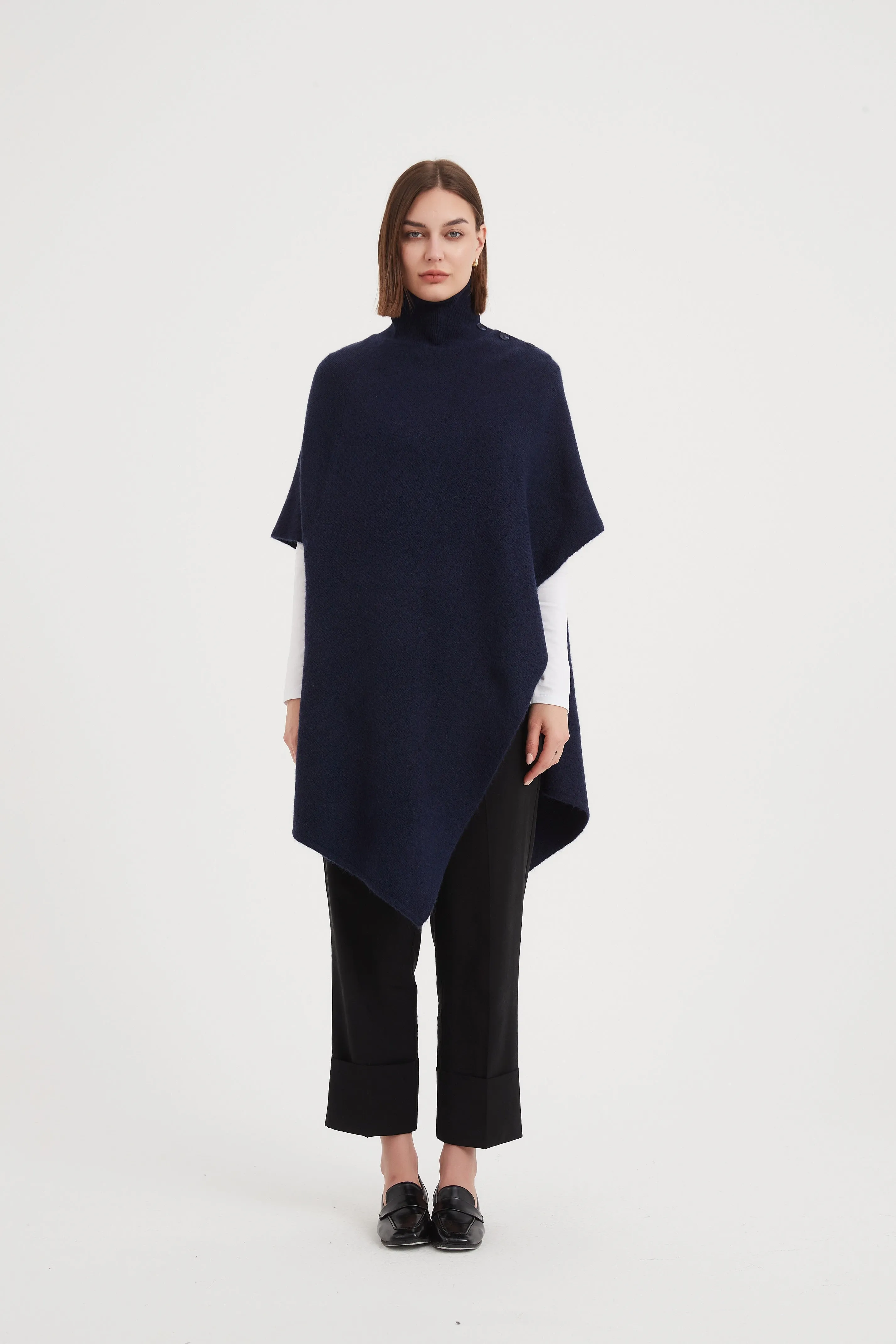 Tirelli Button Detail Asymmetric Poncho