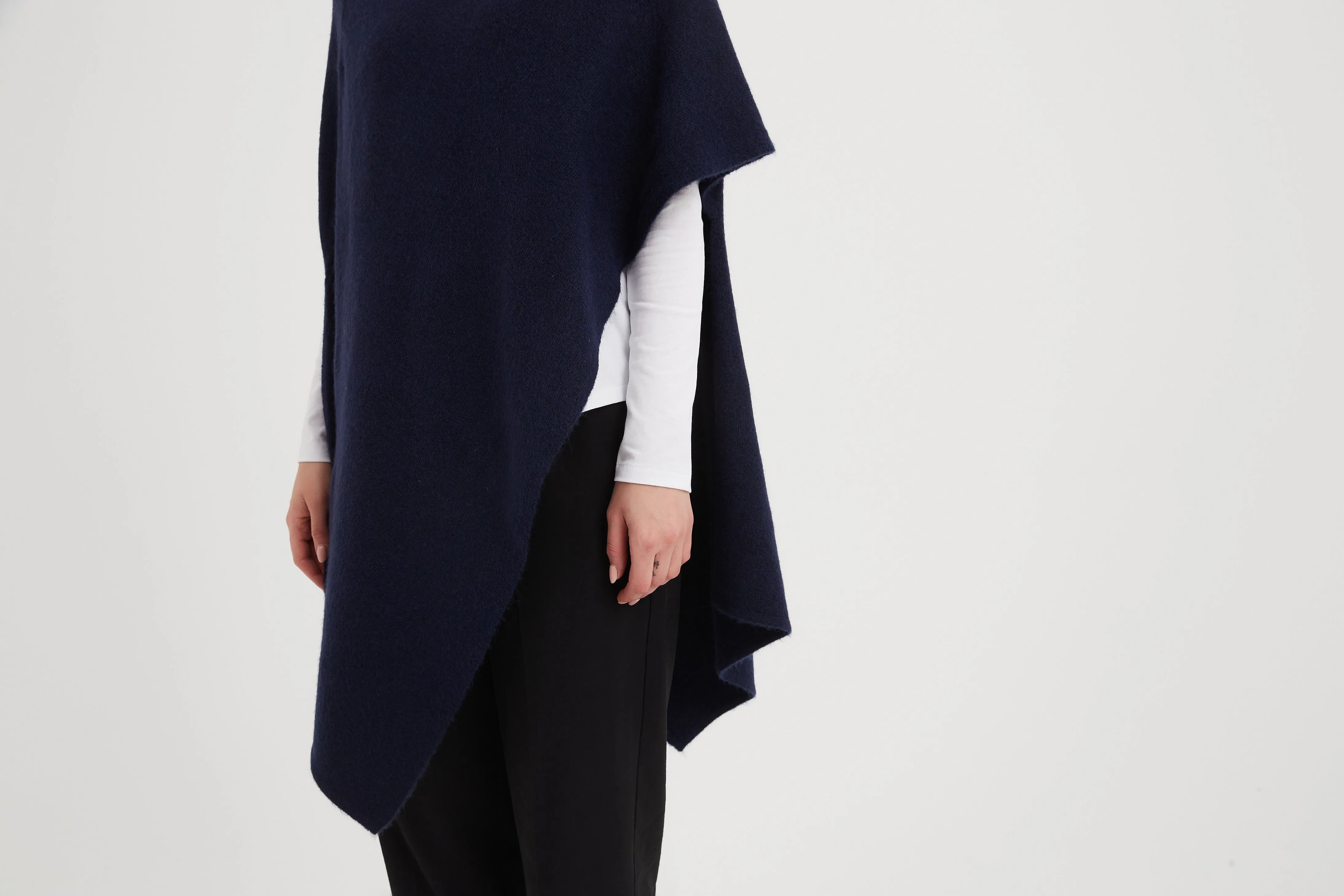 Tirelli Button Detail Asymmetric Poncho