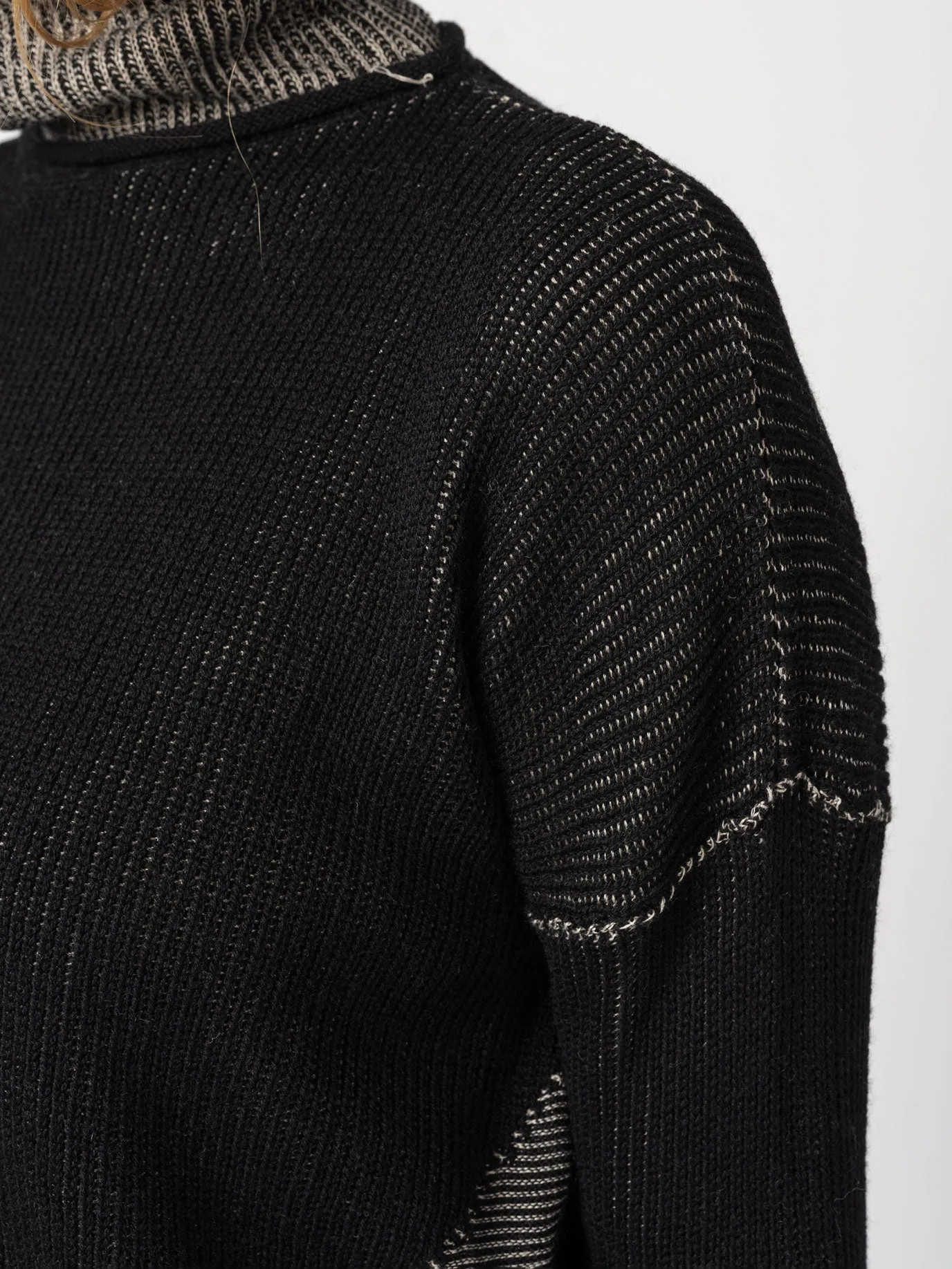 Turtleneck Knit in Two-Tone Ribbed