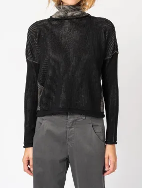 Turtleneck Knit in Two-Tone Ribbed