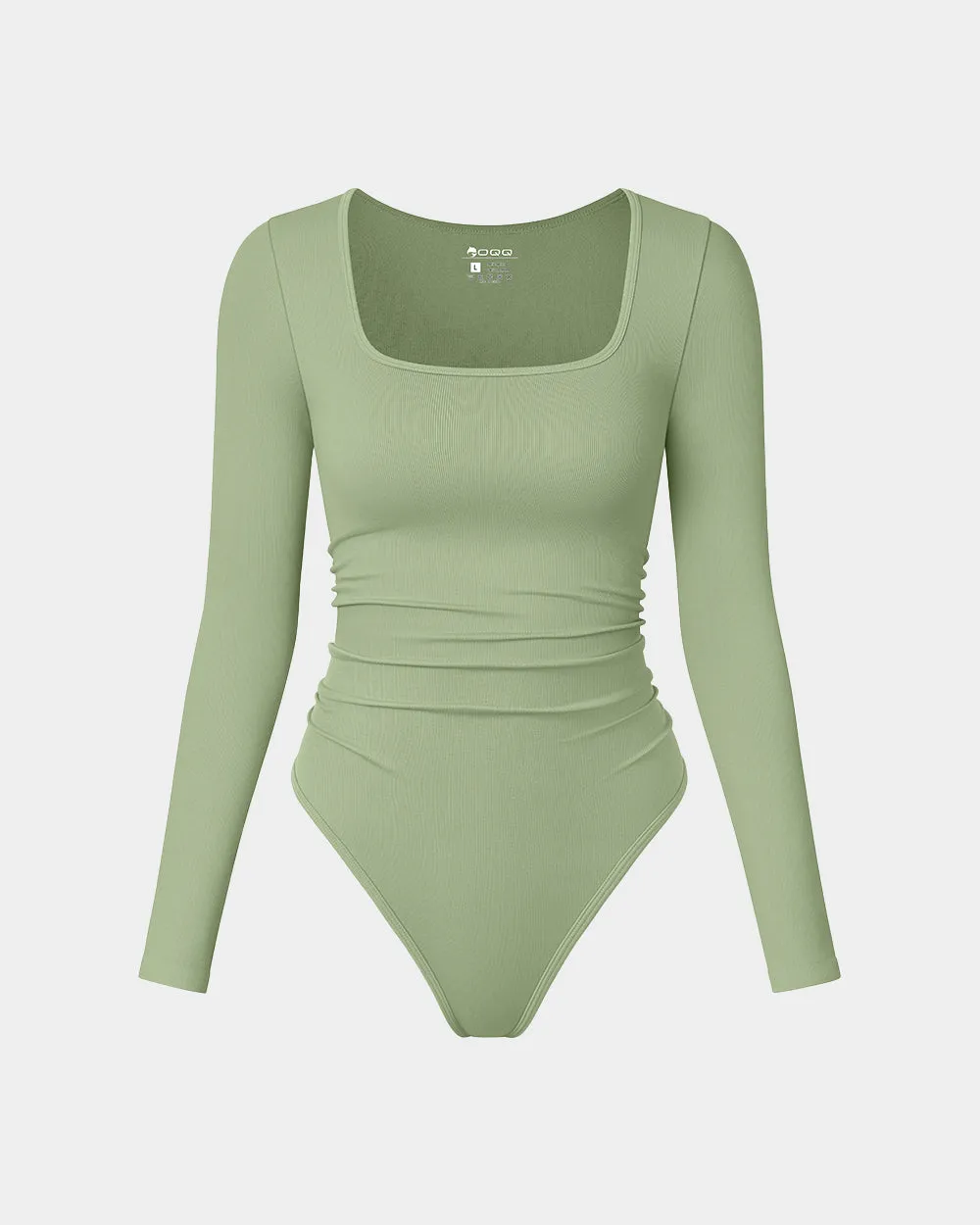 uched Long Sleeve Square Neck Stretch Bodysuits