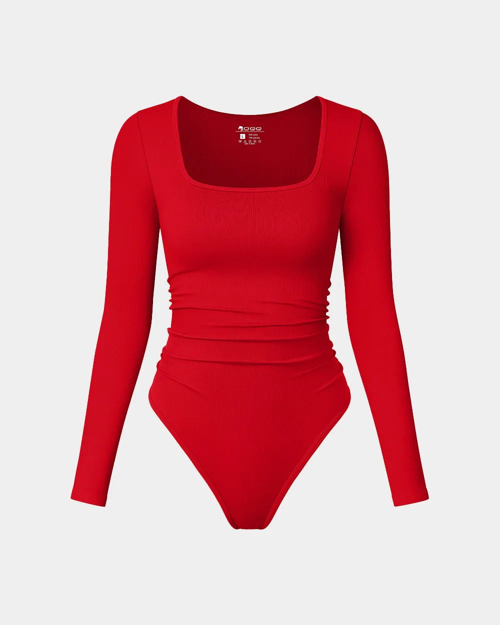 uched Long Sleeve Square Neck Stretch Bodysuits