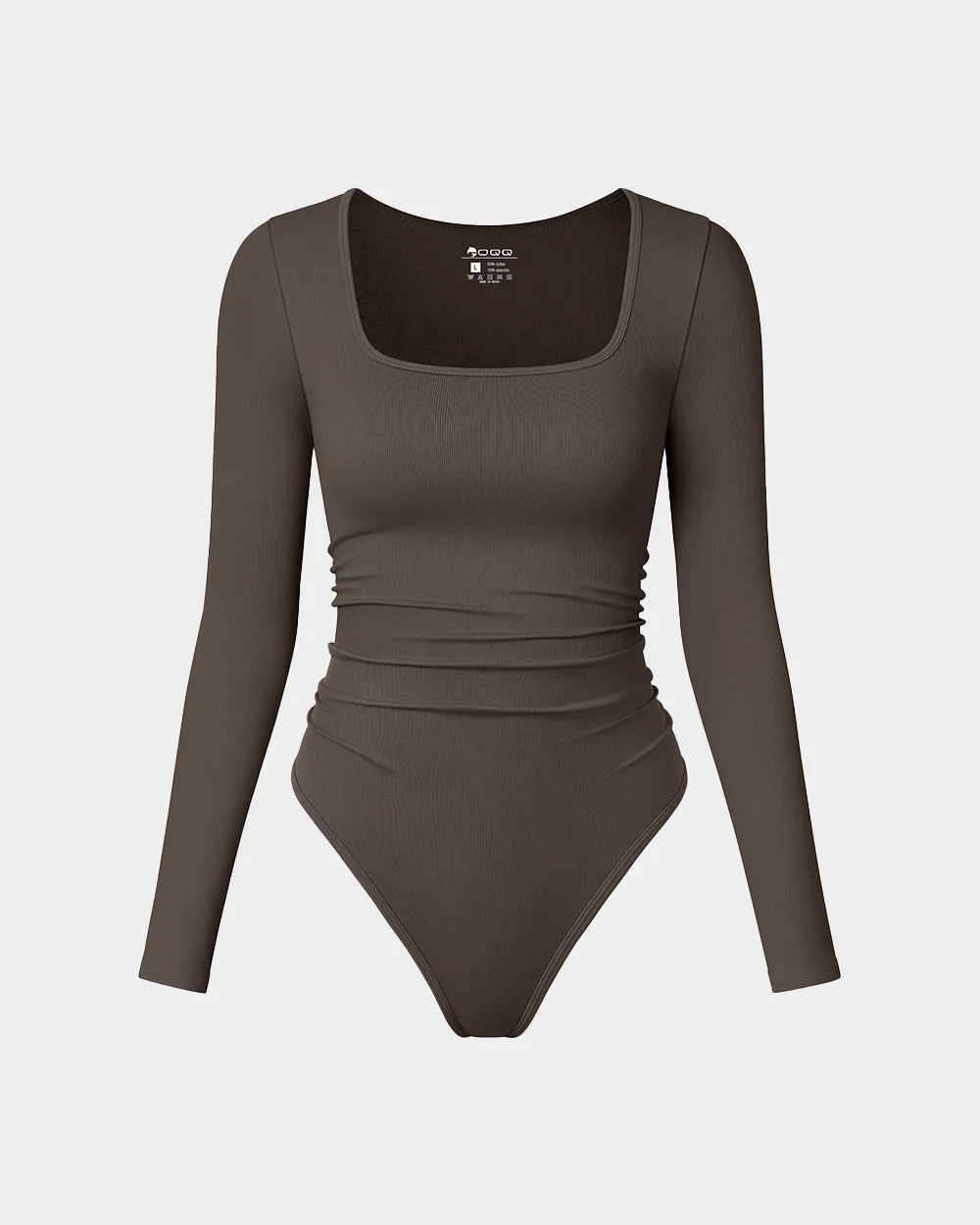 uched Long Sleeve Square Neck Stretch Bodysuits