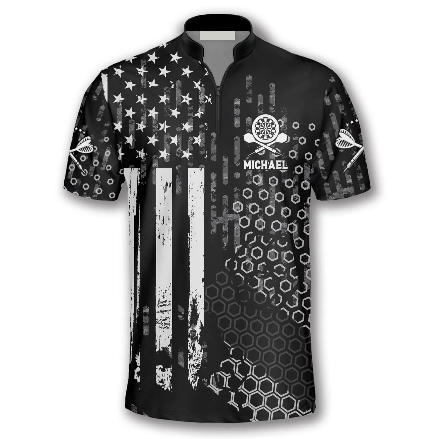 Us Flag Hive Pattern Custom Darts Jerseys for Men, Gift for Dart Lovers