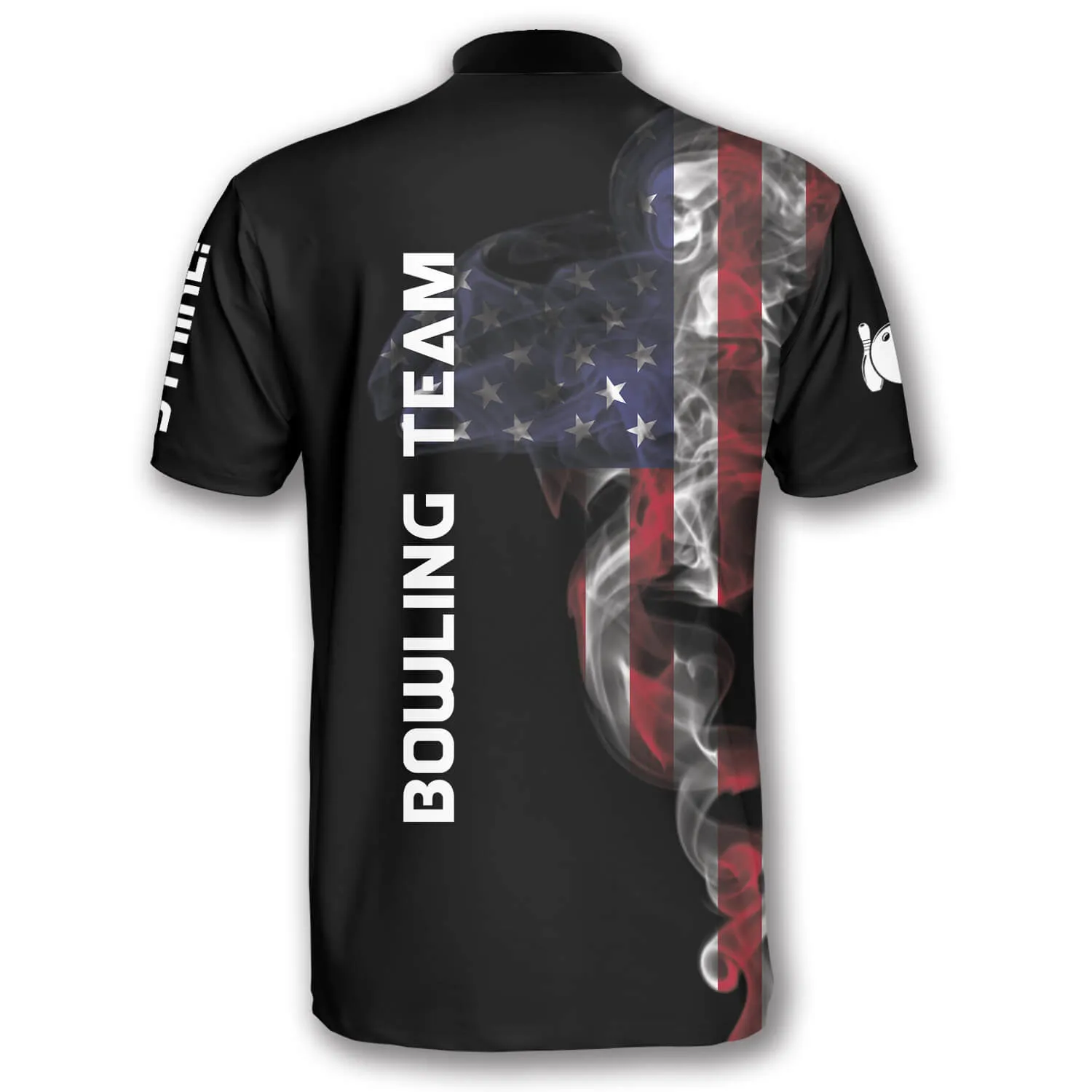 Us Flag Smoke Custom Bowling Jerseys for Men, Uniform Shirt for Bowling Team, Bowler