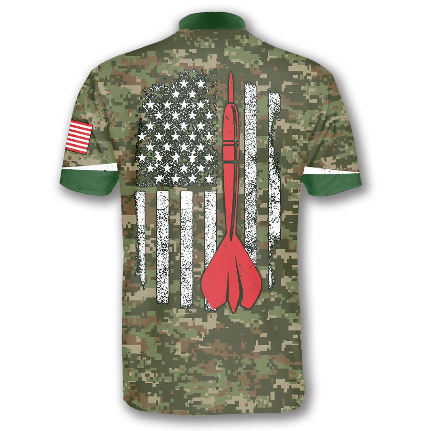 USA Flag Camouflage Emblem Custom Darts Jerseys for Men, Dart Shirt, Flag Shirt