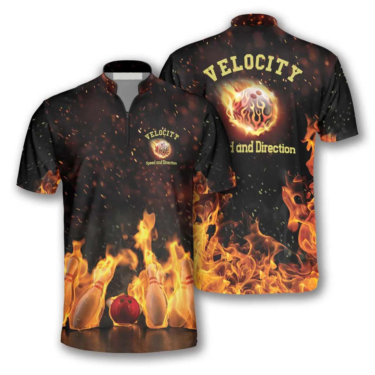 Velocity Fire Flame Custom Bowling Jerseys for Men, Bowling Fire Shirt for Bowler