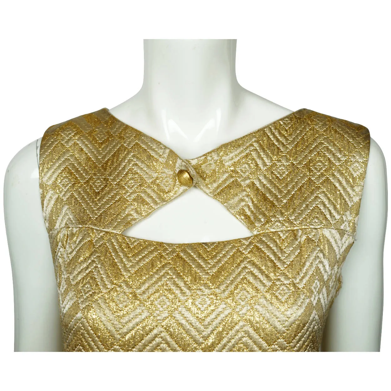 Vintage 1960s Mini Dress Gold Lamé Mod Go Go Style Size M