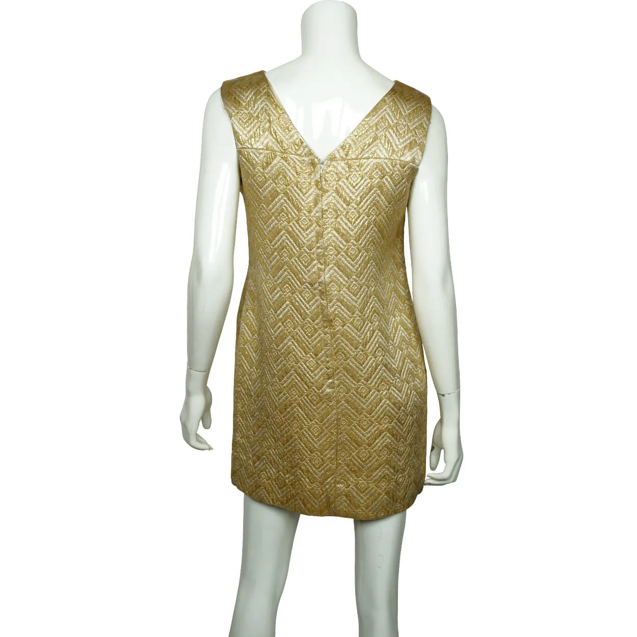 Vintage 1960s Mini Dress Gold Lamé Mod Go Go Style Size M