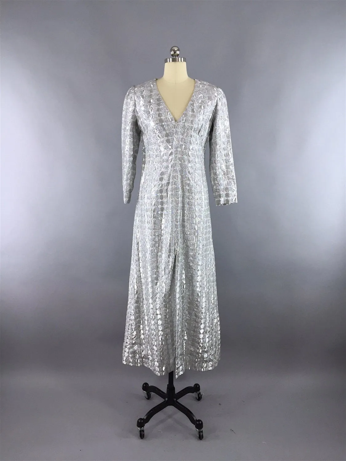 Vintage 1960s Silver Maxi Dress