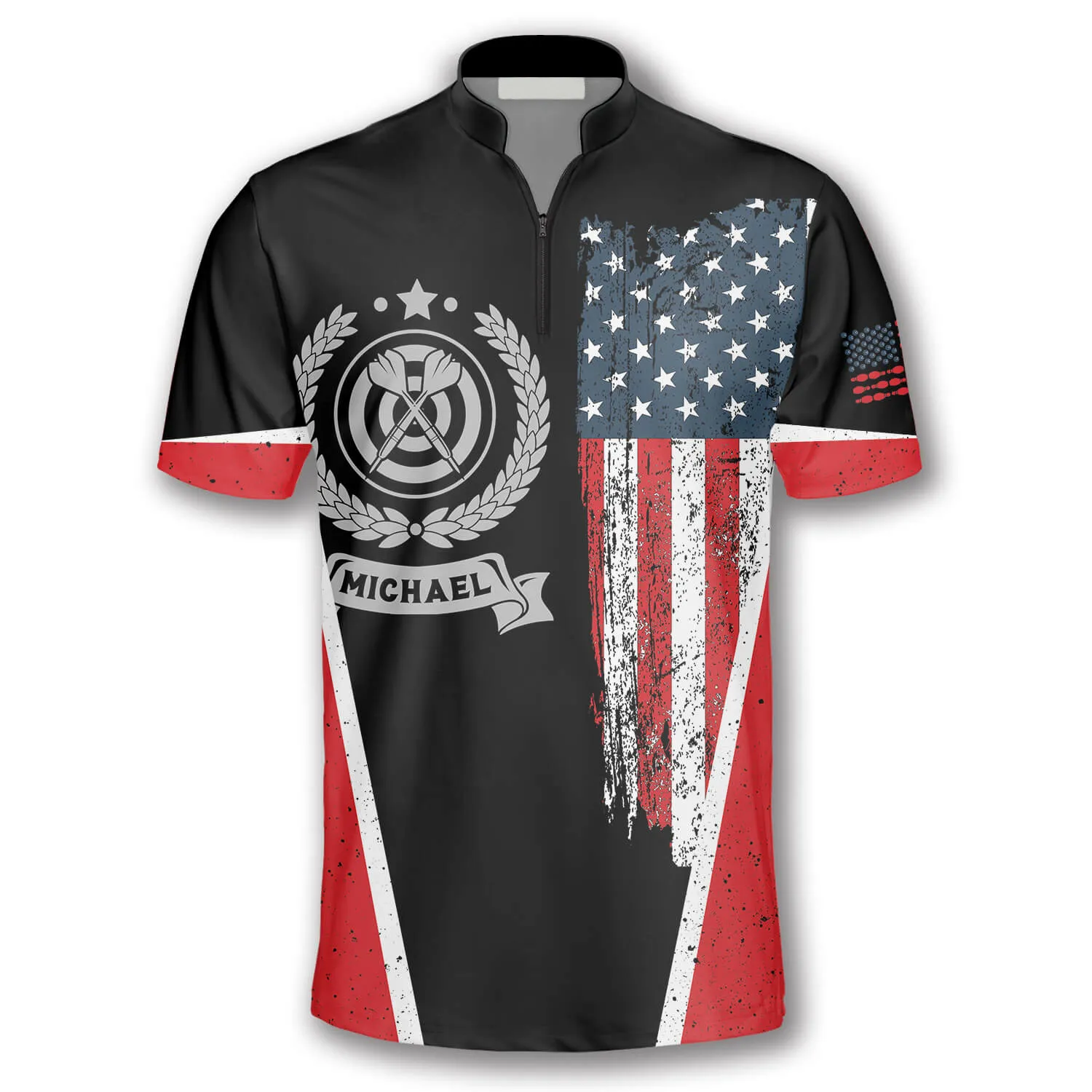 Vintage American Flag Emblem Custom Darts Jerseys for Men, Dart Flag Shirt, Uniform Dart Team