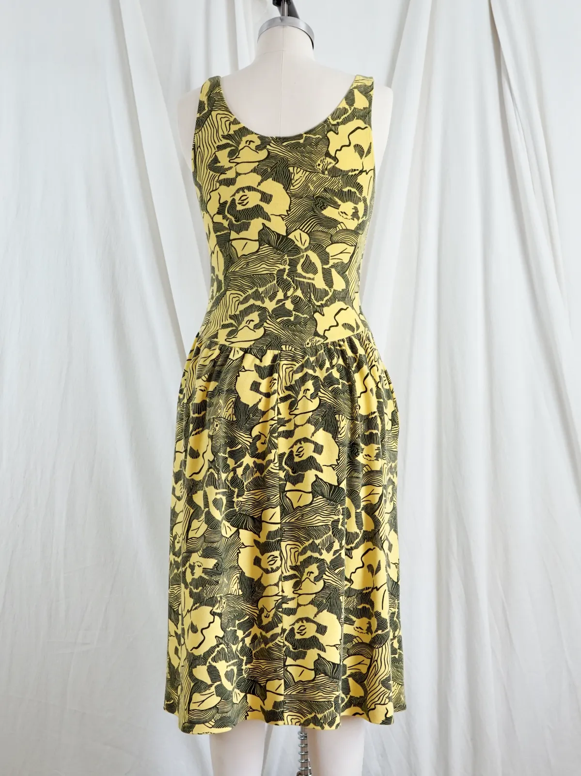 Vintage Canary Yellow Floral Sundress