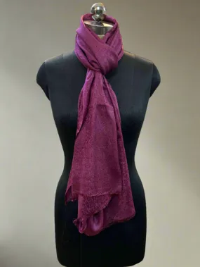 Wine Self-Weave Luxurious Pure Pashmina Scarf