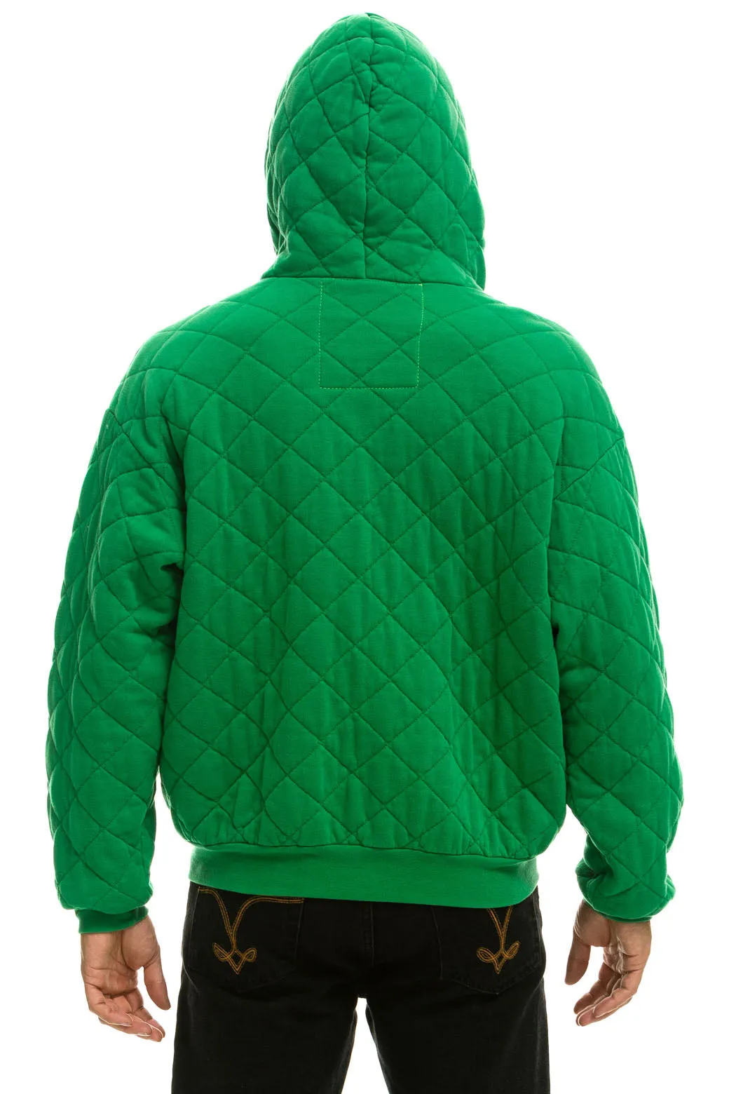 Winter:Coat-2024 - QUILTED ZIP HOODIE RELAXED - KELLY GREEN