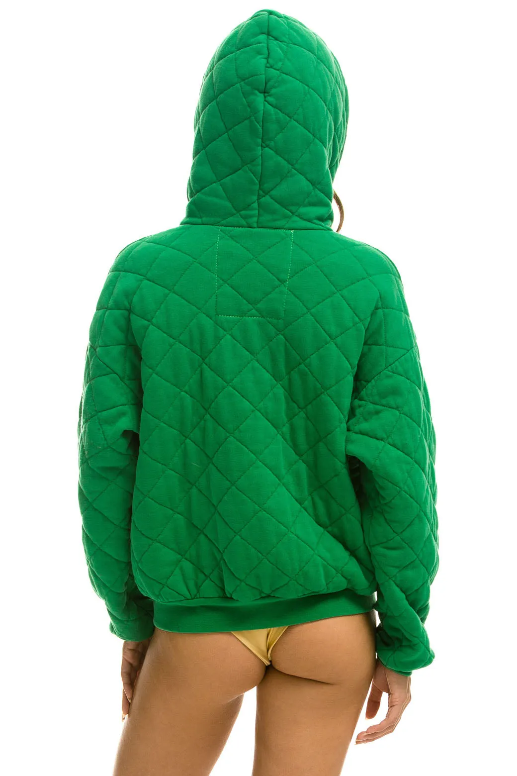 Winter:Coat-2024 - QUILTED ZIP HOODIE RELAXED - KELLY GREEN