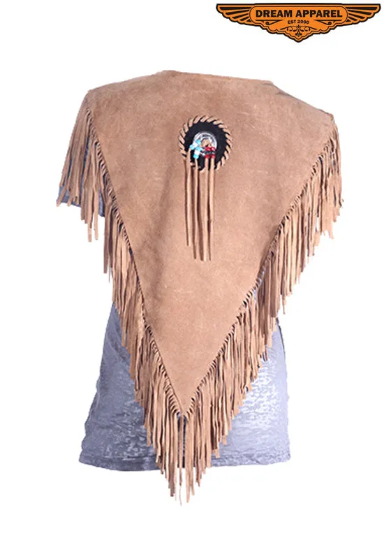 Womens Brown Poncho With Concho