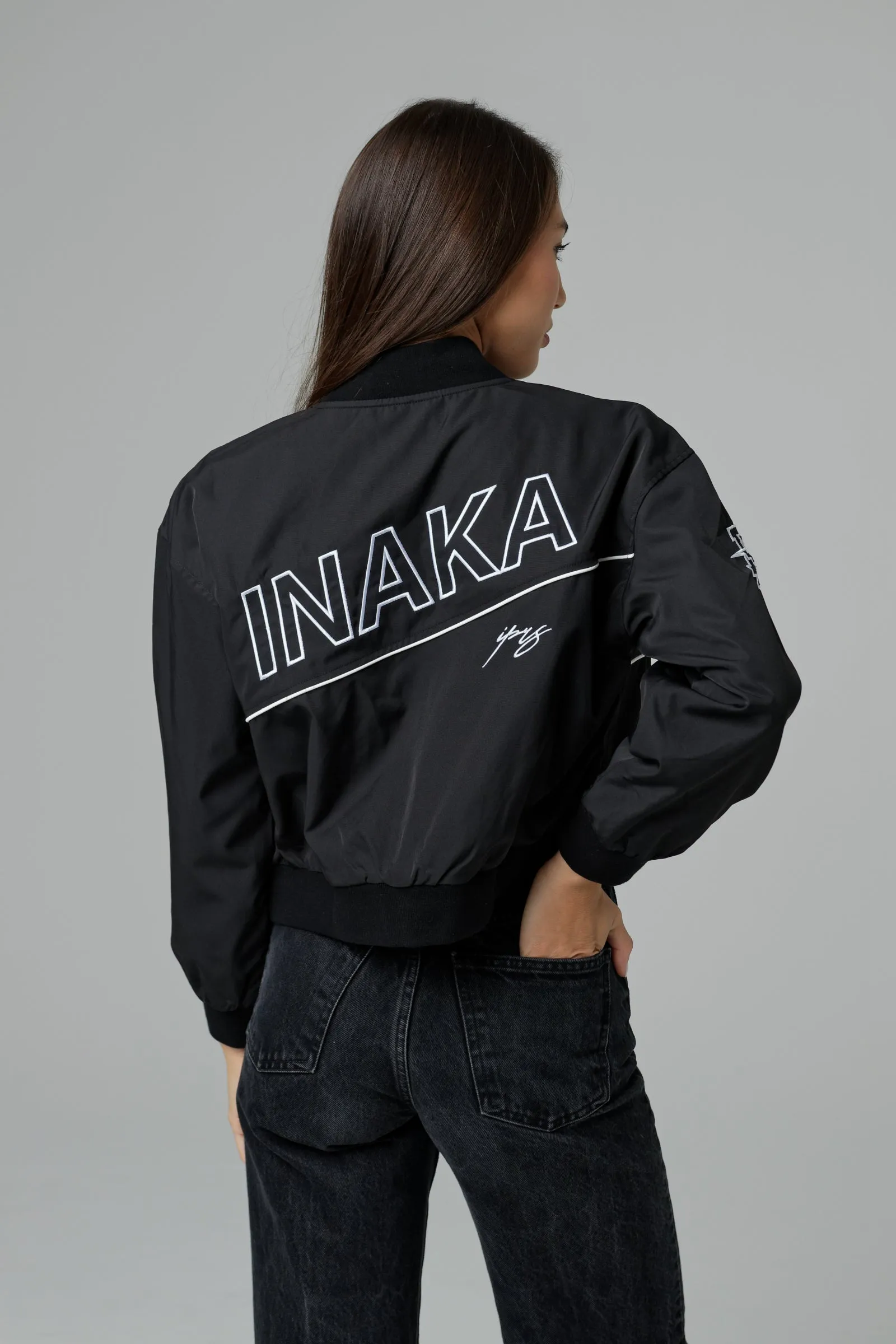 WOMEN'S CROPPED BOMBER - JET BLACK