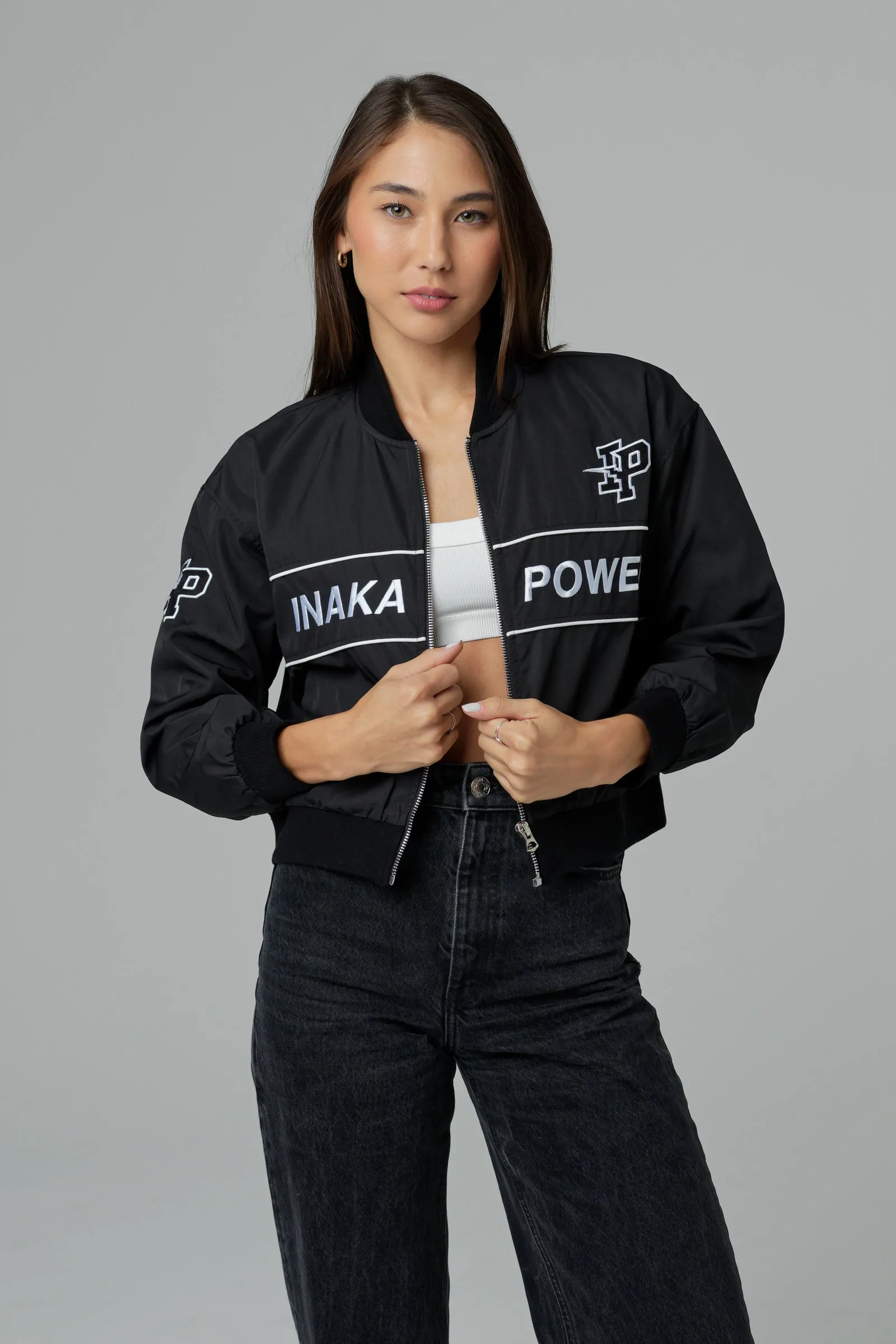 WOMEN'S CROPPED BOMBER - JET BLACK