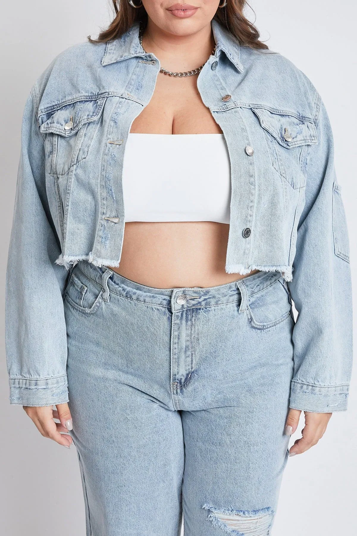 Women's Plus Cropped Denim Jacket